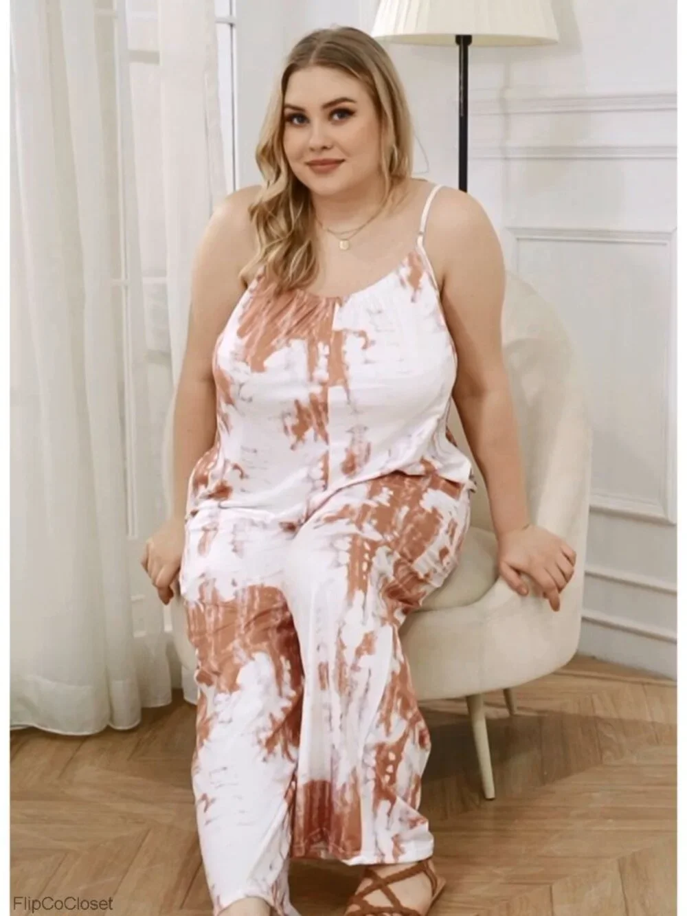 Women's Spaghetti Strap Wide Leg Jumpsuit with Pockets